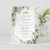 Rustieke kalligrafie groen Eucalyptus quinceanera Kaart (Staand voorkant)