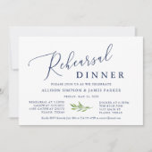 Rustieke kalligrafie groen Navy repetitie diner Kaart (Voorkant)