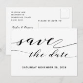 Rustieke kalligrafie Huwelijk Bewaar de Datum Post Kaart (Voorkant / Achterkant)