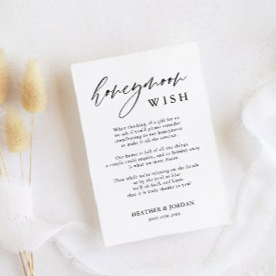 Rustieke kalligrafie huwelijksreis wens  informatiekaartje