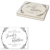 Rustieke kalligrafie krans bruiloft retour adres rubberstempel (Gestempeld)
