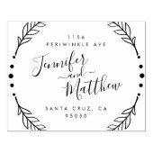 Rustieke kalligrafie krans bruiloft retour adres rubberstempel (Afrduk)