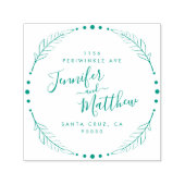 Rustieke kalligrafie krans bruiloft retour adres  zelfinktende stempel (Design)