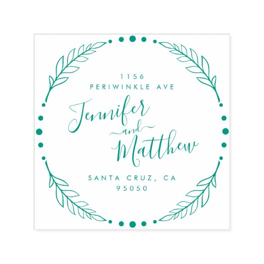 Rustieke kalligrafie krans bruiloft retour adres  zelfinktende stempel (Design)