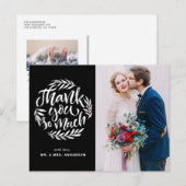 Rustieke kalligrafie krans zwart bruiloft foto briefkaart (Voorkant / Achterkant)
