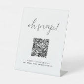 Rustieke kalligrafie Oh Snap QR Code Bruiloft Reclamebord Met Voetstuk (Voorkant)