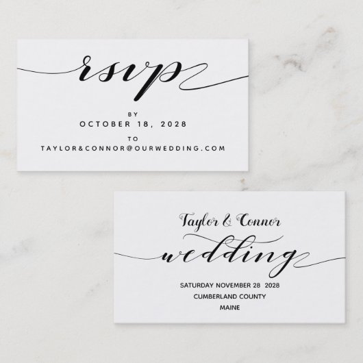 Rustieke Kalligrafie RSVP Online Kaart Visitekaartje (Voorkant / Achterkant)