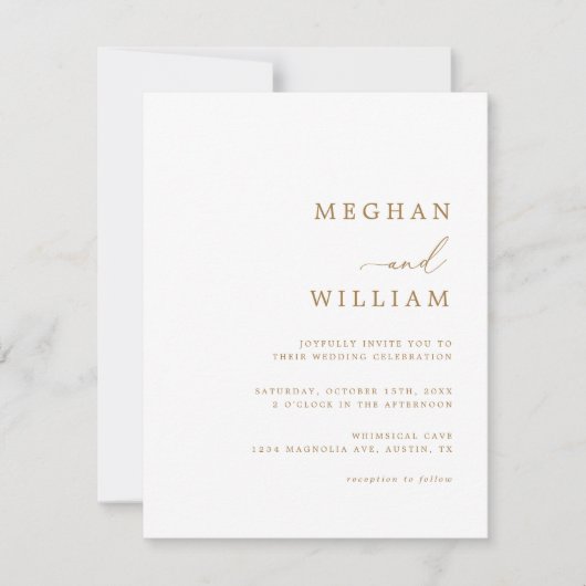 Rustieke kalligrafie Script Gouden bruiloft Kaart (Voorkant)