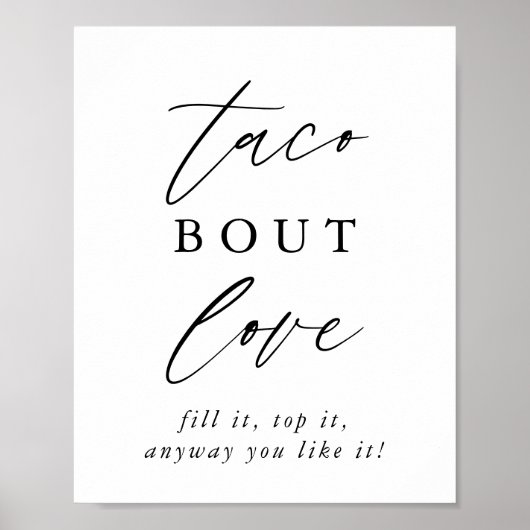 Rustieke kalligrafie Taco verliefd Taco Bar bord Poster (Voorkant)