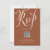 Rustieke kalligrafie Terracotta QR Code Huwelijk RSVP Kaartje (Voorkant)