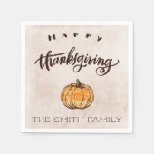 Rustieke kalligrafie Thanksgiving pompoen Servetten (Voorkant)