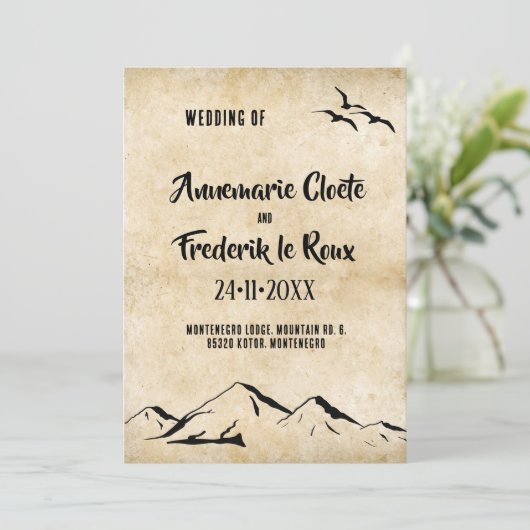 Rustieke  kalligrafie uitnodiging (Staand voorkant)