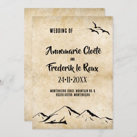 Rustieke  kalligrafie uitnodiging (Voorkant / Achterkant)