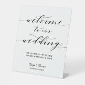 Rustieke kalligrafie Welkom op onze bruiloft Reclamebord Met Voetstuk (Voorkant)