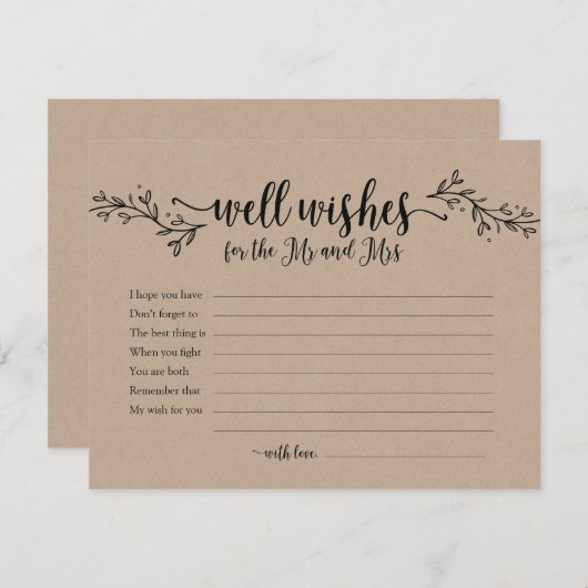 Rustieke kalligrafie wenst de heer en mevrouw veel kaart (Voorkant / Achterkant)