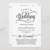 Rustieke kalligrafie, zwart lettertype, huwelijksc programmakaart (Voorkant / Achterkant)