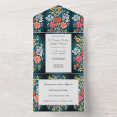 Rustieke Kalocsai Bloemen  All In One Uitnodiging (Binnen)