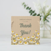 Rustieke kamille bruiloft dank je kaart (Staand voorkant)