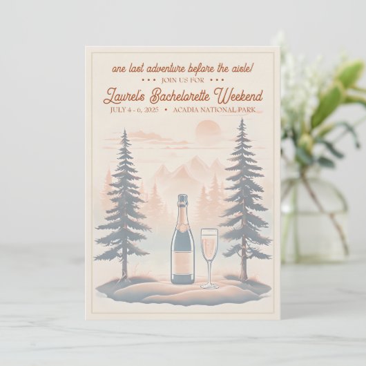 Rustieke kampeer Bachelorette uitnodiging, 5x7 op Kaart (Staand voorkant)