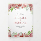 Rustieke kaneel Roos Bloemen Foto Collage Bruiloft Drieluik Uitnodiging (Cover)