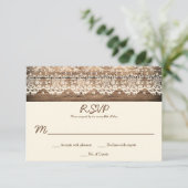 Rustieke  Kant Barn Wood RSVPs RSVP Kaartje (Staand voorkant)
