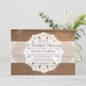 Rustieke kant bruids douche uitnodiging (Staand voorkant)