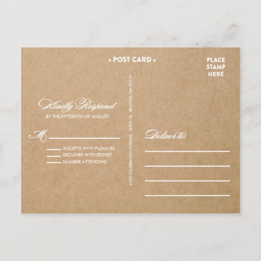 RUSTIEKE KANT | BRUILOFT RSVP POST KAART (Achterkant)