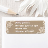 Rustieke kant bruin & wit retour adres label (Insitu)