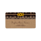 Rustieke kant Burlap hout bruiloft Etiket (Voorkant)