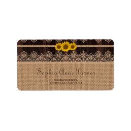 Rustieke kant Burlap hout bruiloft Etiket