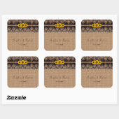 Rustieke kant Burlap hout bruiloft Vierkante Sticker (Vel)