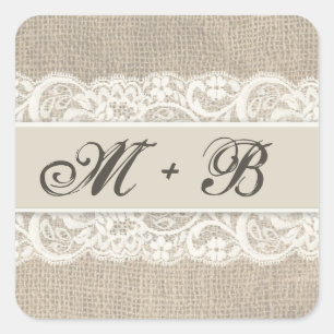 Rustieke Kant & Burlap Look Stickers