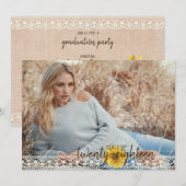 Rustieke Kant & Burlap Zonnebloemen Afstuderen Kaa Kaart (Voorkant / Achterkant)