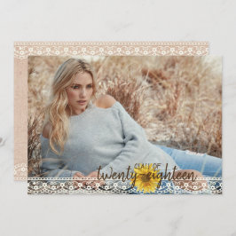 Rustieke Kant & Burlap Zonnebloemen Afstuderen Kaa Kaart