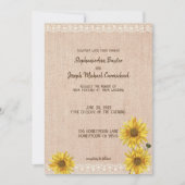 Rustieke Kant & Burlap Zonnebloemen Bruiloft Kaart (Voorkant)