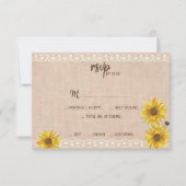 Rustieke Kant & Burlap Zonnebloemen Bruiloft RSVP  (Voorkant)