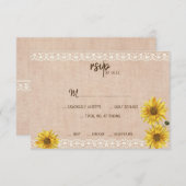 Rustieke Kant & Burlap Zonnebloemen Bruiloft RSVP  (Voorkant / Achterkant)