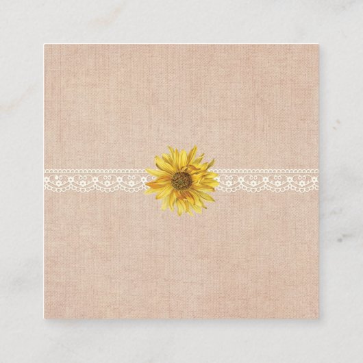 Rustieke Kant & Burlap Zonnebloemen Bruiloft RSVP  Informatiekaartje (Achterkant)
