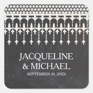 Rustieke  Kant Chalkboard Script Typografie Vierkante Sticker