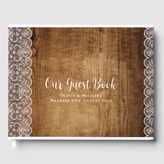 Rustieke kant Custom Branded EVENT Keepsake Persoo Gastenboek (Voorkant)