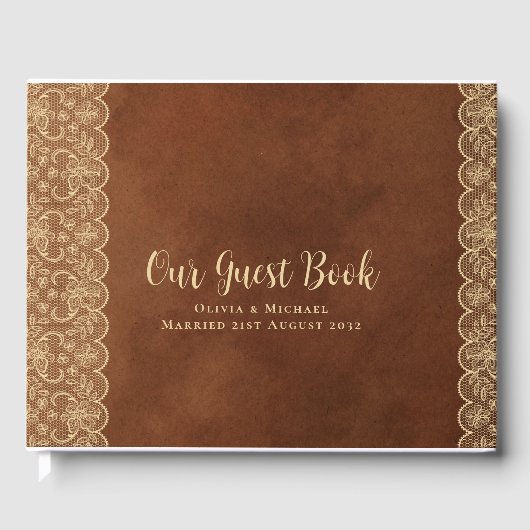 Rustieke kant Custom Branded EVENT Keepsake Persoo Gastenboek (Voorkant)