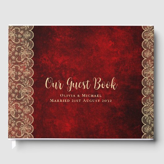 Rustieke kant Custom Branded EVENT Keepsake Persoo Gastenboek (Voorkant)