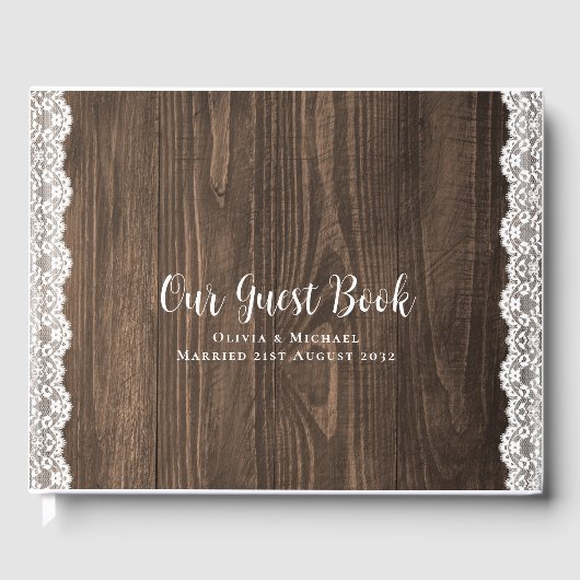Rustieke kant Custom Branded EVENT Keepsake Persoo Gastenboek (Voorkant)