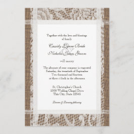 Rustieke kant en Burlap 7x5 bruiloft Kaart