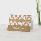 Rustieke kant en Burlap bruiloft dank u kaart (Voorkant)