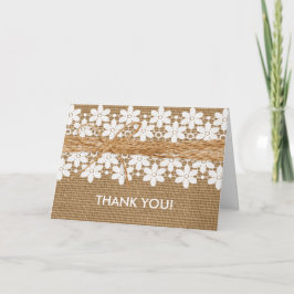 Rustieke kant en Burlap bruiloft dank u kaart