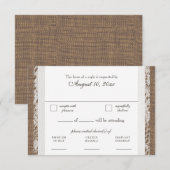 Rustieke Kant en Burlap Bruiloft RSVP Diner Select Kaartje (Voorkant / Achterkant)