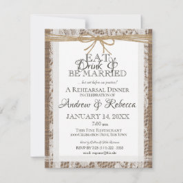 Rustieke Kant en Burlap repetitie diner uitnodigin RSVP Kaartje