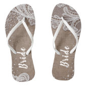 Rustieke kant en jute zilveren glitter bruid teenslippers (Voetbed)