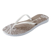 Rustieke kant en jute zilveren glitter bruidsmeisj teenslippers (Schuin)